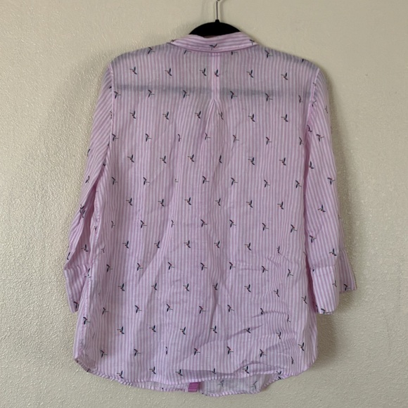 Chico's Novelty Hummingbird Print Linen Button Down Top, 12/L - Picture 6 of 6